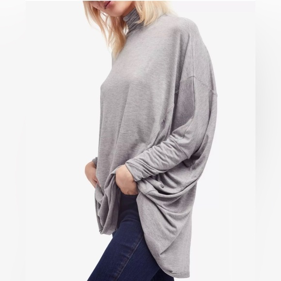 We The Free Gray Oversized Turtleneck Tunic Top Size XS - Picture 1 of 8